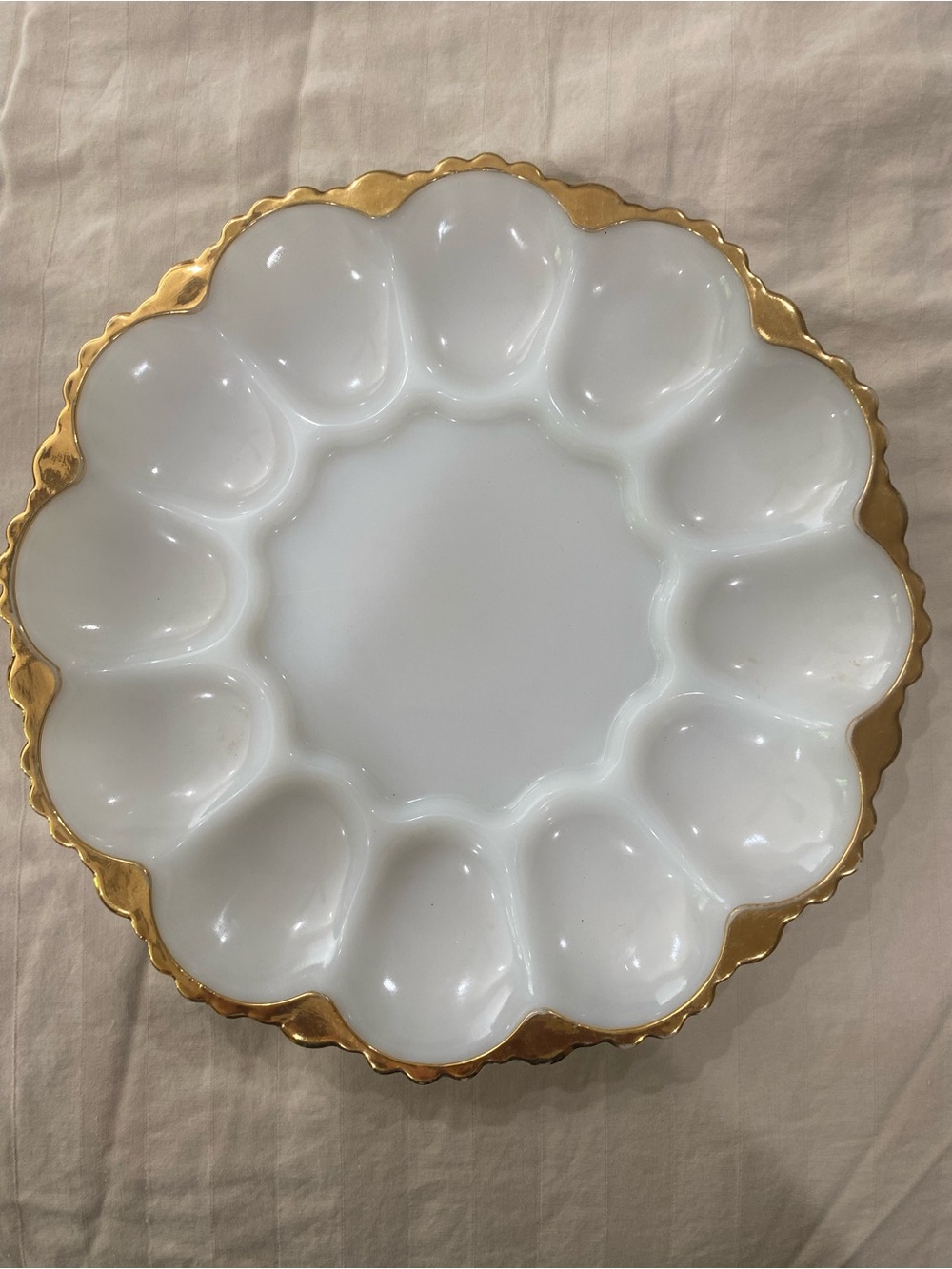 Vintage, Anchor Hocking, Fire King, White Milk Glass Deviled Egg Dish